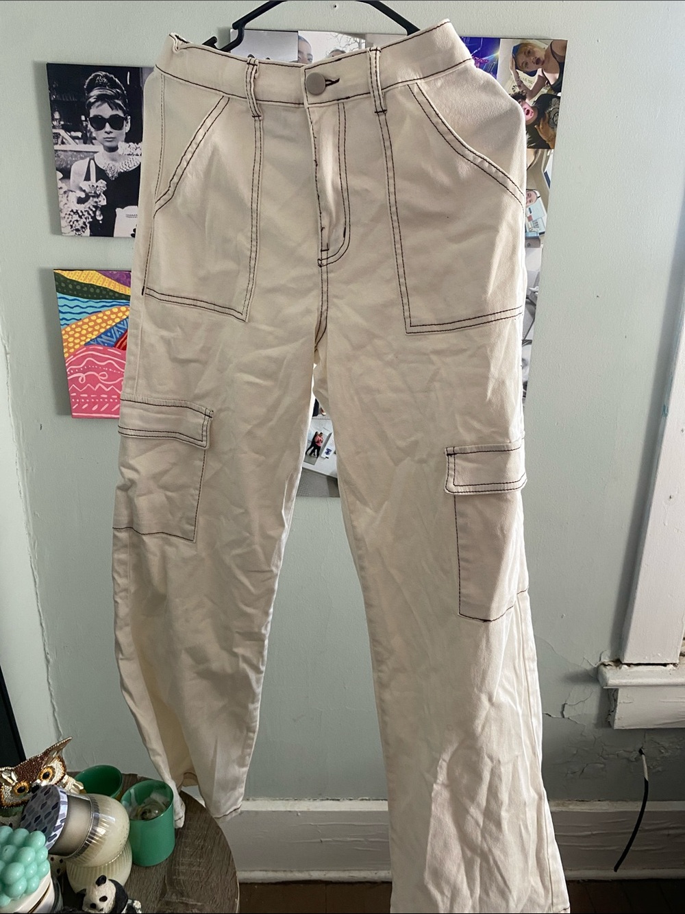Forever 21 Beige Cargo Pants with Contrast Stitching